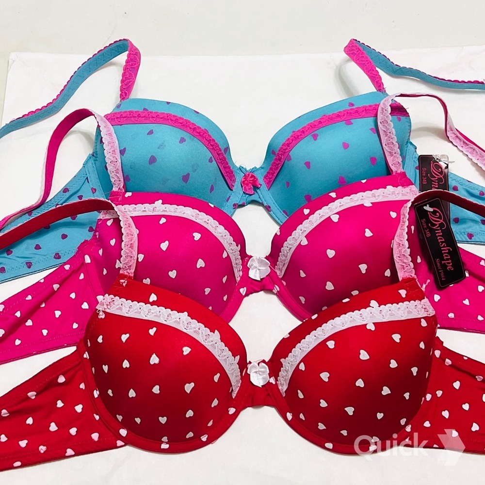 NWT Dynashape Heart Pattern Contour Bras - 3 pcs Set